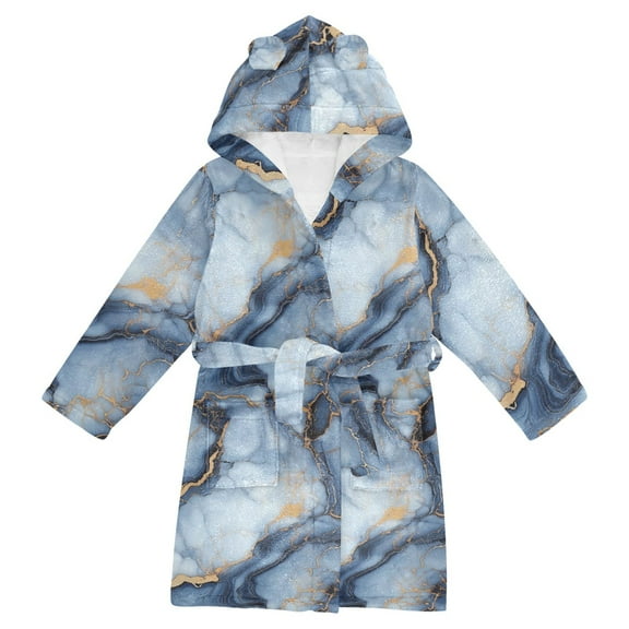 FORMRS Kids Bathrobe Unisex Hooded Robe Toddler Pajamas Sleepwear, Size 10-12T, Abstract Marble Pattern