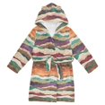 thumbnail image 1 of FORMRS Niños Bathrobe Unisex Hooded Robe Soft Plush Pajamas Sleepwear, Size 10-12T, Artistic Desert Waves, 1 of 7