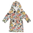 thumbnail image 1 of FORMRS Niños Bathrobe Unisex Hooded Robe Soft Plush Pajamas Sleepwear, Size 10-12T, Black Flowers Pattern, 1 of 7