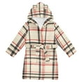 thumbnail image 1 of FORMRS Niños Bathrobe Unisex Hooded Robe Soft Plush Pajamas Sleepwear, Size 10-12T, Black Tartan, 1 of 7