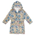 thumbnail image 1 of FORMRS Niños Bathrobe Unisex Hooded Robe Soft Plush Pajamas Sleepwear, Size 10-12T, Blue Dice Pattern, 1 of 7