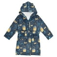thumbnail image 1 of FORMRS Niños Bathrobe Unisex Hooded Robe Soft Plush Pajamas Sleepwear, Size 10-12T, Blue Fireflies Pattern, 1 of 7