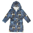 thumbnail image 1 of FORMRS Niños Bathrobe Unisex Hooded Robe Soft Plush Pajamas Sleepwear, Size 10-12T, Blue Geometric Pattern, 1 of 7