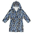 thumbnail image 1 of FORMRS Niños Bathrobe Unisex Hooded Robe Soft Plush Pajamas Sleepwear, Size 10-12T, Blue Hexagon Pattern, 1 of 7