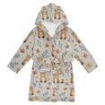 thumbnail image 1 of FORMRS Niños Bathrobe Unisex Hooded Robe Soft Plush Pajamas Sleepwear, Size 10-12T, Brown Cartoon Bears, 1 of 7