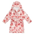 thumbnail image 1 of FORMRS Niños Bathrobe Unisex Hooded Robe Soft Plush Pajamas Sleepwear, Size 10-12T, Bunnies and Hearts, 1 of 7
