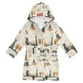 thumbnail image 1 of FORMRS Niños Bathrobe Unisex Hooded Robe Soft Plush Pajamas Sleepwear, Size 10-12T, Cats Reading Pattern, 1 of 7