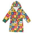 thumbnail image 1 of FORMRS Niños Bathrobe Unisex Hooded Robe Soft Plush Pajamas Sleepwear, Size 10-12T, Colorful Christmas Plaid Pattern, 1 of 7