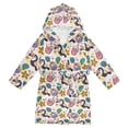 thumbnail image 1 of FORMRS Niños Bathrobe Unisex Hooded Robe Soft Plush Pajamas Sleepwear, Size 10-12T, Cute Cartoon Pattern, 1 of 7