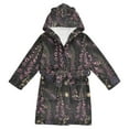 thumbnail image 1 of FORMRS Niños Bathrobe Unisex Hooded Robe Soft Plush Pajamas Sleepwear, Size 10-12T, Dark Gothic Floral, 1 of 7