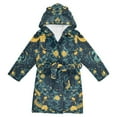 thumbnail image 1 of FORMRS Niños Bathrobe Unisex Hooded Robe Soft Plush Pajamas Sleepwear, Size 10-12T, Green Dragon Flowers, 1 of 7