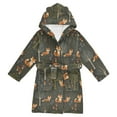 thumbnail image 1 of FORMRS Niños Bathrobe Unisex Hooded Robe Soft Plush Pajamas Sleepwear, Size 10-12T, Green Forest Fox Pattern, 1 of 7
