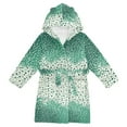 thumbnail image 1 of FORMRS Niños Bathrobe Unisex Hooded Robe Soft Plush Pajamas Sleepwear, Size 10-12T, Green and White Pattern, 1 of 7