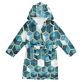 thumbnail image 1 of FORMRS Niños Bathrobe Unisex Hooded Robe Soft Plush Pajamas Sleepwear, Size 10-12T, Light Blue Geometric Pattern, 1 of 7