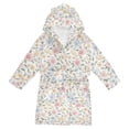 thumbnail image 1 of FORMRS Niños Bathrobe Unisex Hooded Robe Soft Plush Pajamas Sleepwear, Size 10-12T, Pastel Floral Pattern, 1 of 7