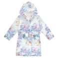 thumbnail image 1 of FORMRS Niños Bathrobe Unisex Hooded Robe Soft Plush Pajamas Sleepwear, Size 10-12T, Pastel Flower Pattern, 1 of 7