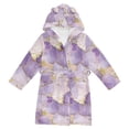 thumbnail image 1 of FORMRS Niños Bathrobe Unisex Hooded Robe Soft Plush Pajamas Sleepwear, Size 10-12T, Pastel Purple Marble Pattern, 1 of 7