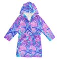 thumbnail image 1 of FORMRS Niños Bathrobe Unisex Hooded Robe Soft Plush Pajamas Sleepwear, Size 10-12T, Purple Starfish Pattern, 1 of 7