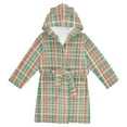 thumbnail image 1 of FORMRS Kids Bathrobe Unisex Hooded Robe Toddler Pajamas Sleepwear, Size 10-12T, Red Green Tartan Pattern, 1 of 7
