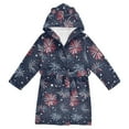 thumbnail image 1 of FORMRS Niños Bathrobe Unisex Hooded Robe Soft Plush Pajamas Sleepwear, Size 10-12T, Red and Blue Fireworks Pattern, 1 of 7