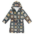 thumbnail image 1 of FORMRS Niños Bathrobe Unisex Hooded Robe Soft Plush Pajamas Sleepwear, Size 10-12T, Square Harmony, 1 of 7