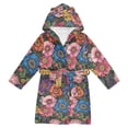 thumbnail image 1 of FORMRS Niños Bathrobe Unisex Hooded Robe Soft Plush Pajamas Sleepwear, Size 10-12T, Vibrant Blooming Flowers, 1 of 7