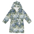 thumbnail image 1 of FORMRS Niños Bathrobe Unisex Hooded Robe Soft Plush Pajamas Sleepwear, Size 10-12T, Watercolor Hydrangeas Pattern, 1 of 7
