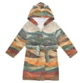 thumbnail image 1 of FORMRS Niños Bathrobe Unisex Hooded Robe Soft Plush Pajamas Sleepwear, Size 2-3T, Abstract Wavy Landscape, 1 of 7