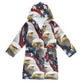 thumbnail image 1 of FORMRS Niños Bathrobe Unisex Hooded Robe Soft Plush Pajamas Sleepwear, Size 2-3T, American Eagle Pattern, 1 of 7
