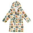 thumbnail image 1 of FORMRS Niños Bathrobe Unisex Hooded Robe Soft Plush Pajamas Sleepwear, Size 2-3T, Beige Playful Stamp, 1 of 7