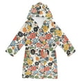 thumbnail image 1 of FORMRS Niños Bathrobe Unisex Hooded Robe Soft Plush Pajamas Sleepwear, Size 2-3T, Black Flowers Pattern, 1 of 7