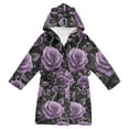 thumbnail image 1 of FORMRS Niños Bathrobe Unisex Hooded Robe Soft Plush Pajamas Sleepwear, Size 2-3T, Black Roses, 1 of 7