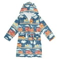thumbnail image 1 of FORMRS Niños Bathrobe Unisex Hooded Robe Soft Plush Pajamas Sleepwear, Size 2-3T, Blue Cute Train Pattern, 1 of 7