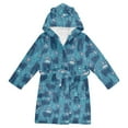 thumbnail image 1 of FORMRS Niños Bathrobe Unisex Hooded Robe Soft Plush Pajamas Sleepwear, Size 2-3T, Blue Forest Cat Pattern, 1 of 7