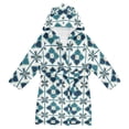 thumbnail image 1 of FORMRS Niños Bathrobe Unisex Hooded Robe Soft Plush Pajamas Sleepwear, Size 2-3T, Blue Mosaic Pattern, 1 of 7