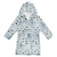 thumbnail image 1 of FORMRS Niños Bathrobe Unisex Hooded Robe Soft Plush Pajamas Sleepwear, Size 2-3T, Blue Octopus Pattern, 1 of 7