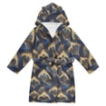 thumbnail image 1 of FORMRS Niños Bathrobe Unisex Hooded Robe Soft Plush Pajamas Sleepwear, Size 2-3T, Blue Peacock Feathers Pattern, 1 of 7