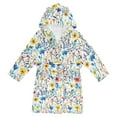 thumbnail image 1 of FORMRS Niños Bathrobe Unisex Hooded Robe Soft Plush Pajamas Sleepwear, Size 2-3T, Blue Wildflower Pattern, 1 of 7