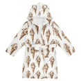 thumbnail image 1 of FORMRS Niños Bathrobe Unisex Hooded Robe Soft Plush Pajamas Sleepwear, Size 2-3T, Brown Ice Cream Pattern, 1 of 7