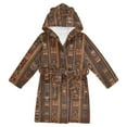 thumbnail image 1 of FORMRS Niños Bathrobe Unisex Hooded Robe Soft Plush Pajamas Sleepwear, Size 2-3T, Brown Tribal Pattern, 1 of 7