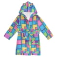 thumbnail image 1 of FORMRS Niños Bathrobe Unisex Hooded Robe Soft Plush Pajamas Sleepwear, Size 2-3T, Colorful Geometric Pattern, 1 of 7