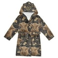thumbnail image 1 of FORMRS Niños Bathrobe Unisex Hooded Robe Soft Plush Pajamas Sleepwear, Size 2-3T, Cows and Flowers, 1 of 7