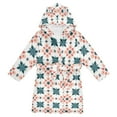 thumbnail image 1 of FORMRS Niños Bathrobe Unisex Hooded Robe Soft Plush Pajamas Sleepwear, Size 2-3T, Flowers Geometric Pattern, 1 of 7