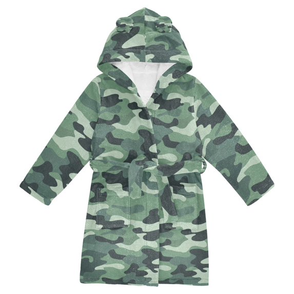 FORMRS Kids Bathrobe Unisex Hooded Robe Toddler Pajamas Sleepwear, Size 2-3T, Forest Camouflage Pattern