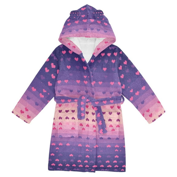 FORMRS Niños Bathrobe Unisex Hooded Robe Soft Plush Pajamas Sleepwear, Size 2-3T, Gradient Love