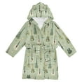 thumbnail image 1 of FORMRS Niños Bathrobe Unisex Hooded Robe Soft Plush Pajamas Sleepwear, Size 2-3T, Green Floral Guitar Pattern, 1 of 7