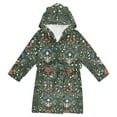 thumbnail image 1 of FORMRS Niños Bathrobe Unisex Hooded Robe Soft Plush Pajamas Sleepwear, Size 2-3T, Green Flowers Pattern, 1 of 7