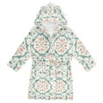 thumbnail image 1 of FORMRS Niños Bathrobe Unisex Hooded Robe Soft Plush Pajamas Sleepwear, Size 2-3T, Green Geometric Pattern, 1 of 7