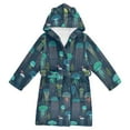 thumbnail image 1 of FORMRS Niños Bathrobe Unisex Hooded Robe Soft Plush Pajamas Sleepwear, Size 2-3T, Green Jellyfish Pattern, 1 of 7