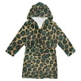 thumbnail image 1 of FORMRS Niños Bathrobe Unisex Hooded Robe Soft Plush Pajamas Sleepwear, Size 2-3T, Green Leopard Pattern, 1 of 7